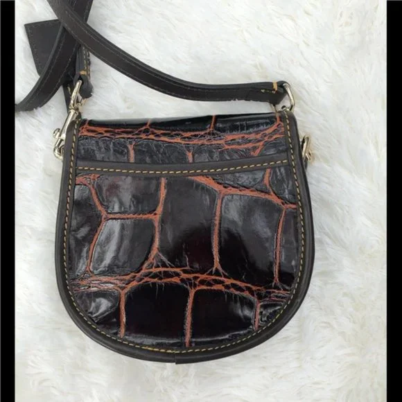 Vintage Dooney & Bourke Croco Embossed Leather Mini Crossbody - Picture 2 of 8